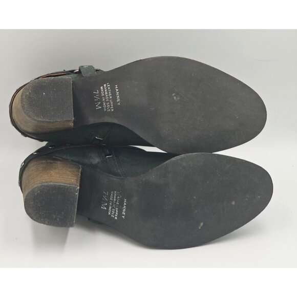 Matisse Women's Gray Leather Harney Heeled Ankle Boots Studded Strap Sz7.5 2919 - Picture 6 of 16